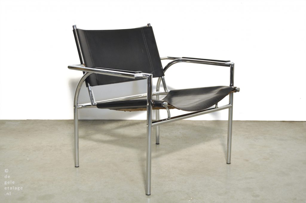 werkloosheid Commissie Drank GELDERLAND / Gerard Vollenbrock / moderne vintage leren design fauteuil /  1970s | DE GELE ETALAGE